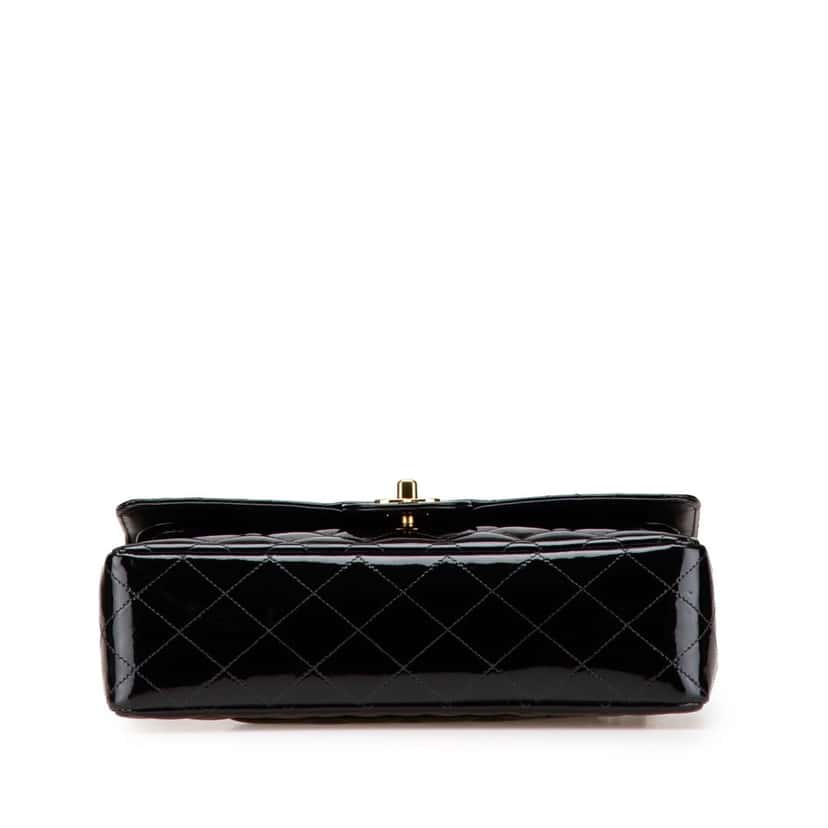 Chanel Medium Classic Patent Double Flap Black Leather Good condition - Inside View
