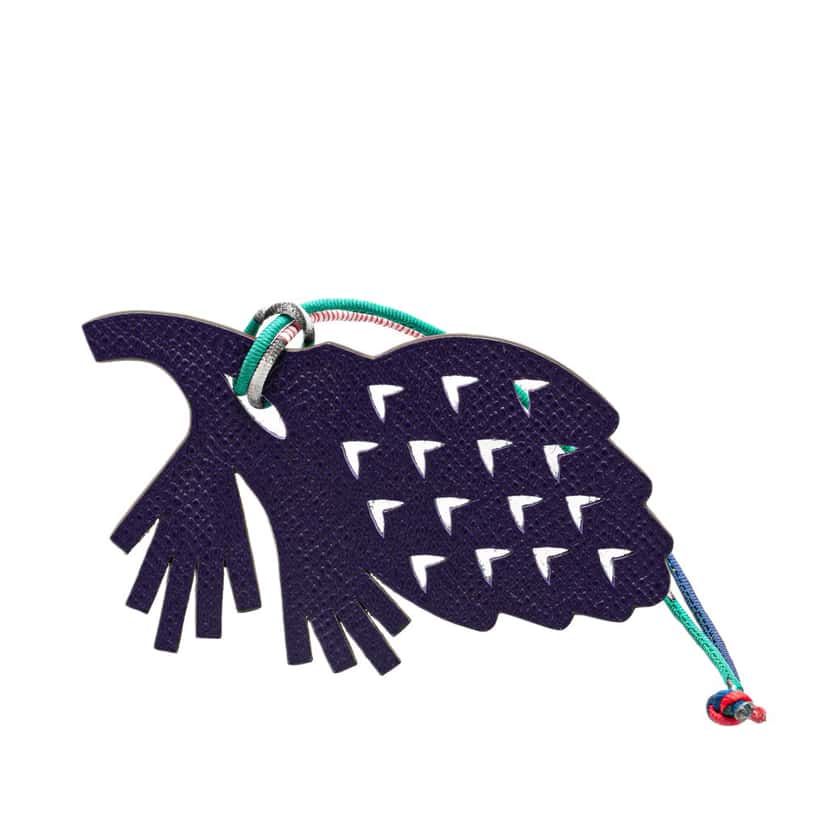 Hermès Petit H Pine Cone Bag Charm Purple Leather Good condition - Front View