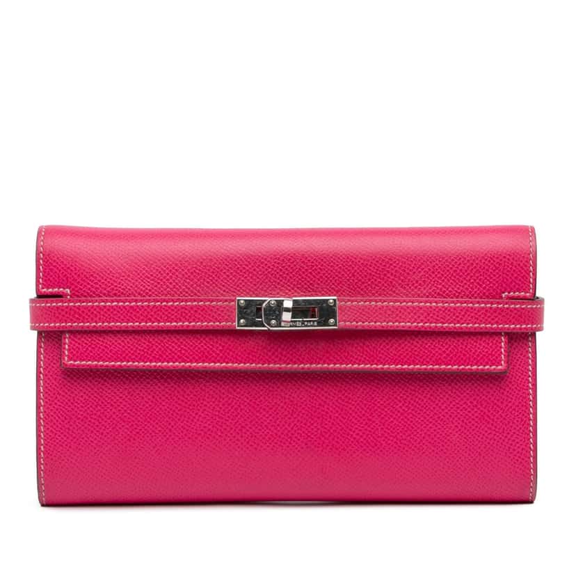 Hermès Epsom Kelly Longue Wallet Pink Leather Good condition - Front View