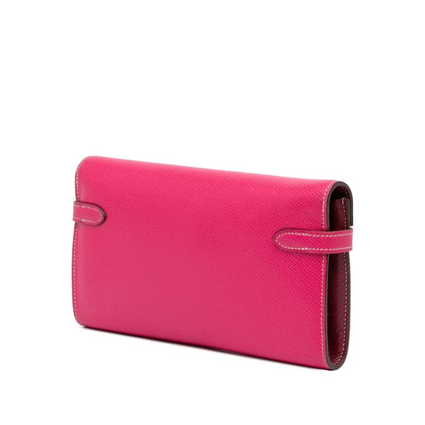 Hermès Epsom Kelly Longue Wallet Pink Leather Good condition - Back View