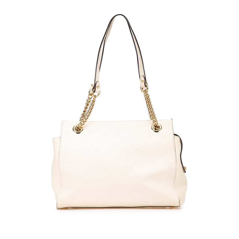 Gucci Medium Guccissima Soft Shoulder Bag White Leather Good condition - Front View