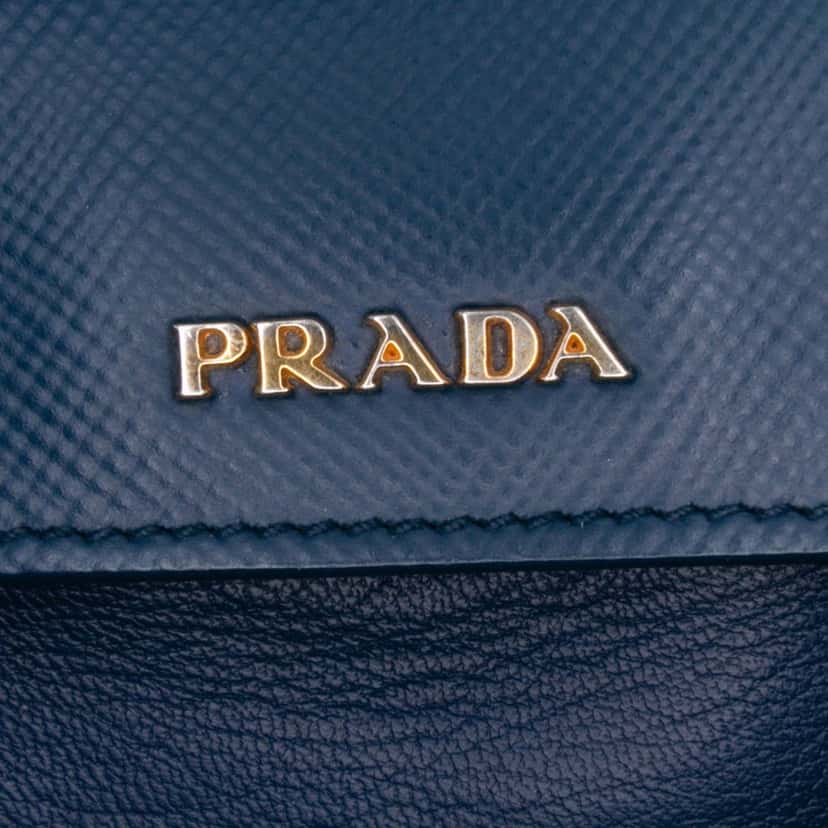 Prada Large Canapa and Saffiano Double Satchel Brown Canvas Good condition - Box View