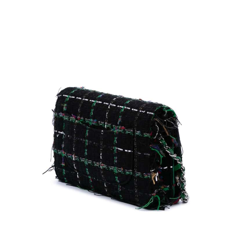 Chanel Quilted Boucle Tweed Robot Charm Wallet On Chain Black Tweed Good condition - Back View