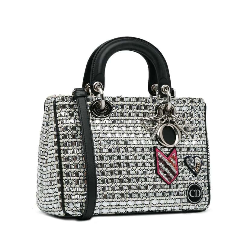 Dior Small Tweed Patch Diorissimo Tote Silver Tweed Good condition - Inside View