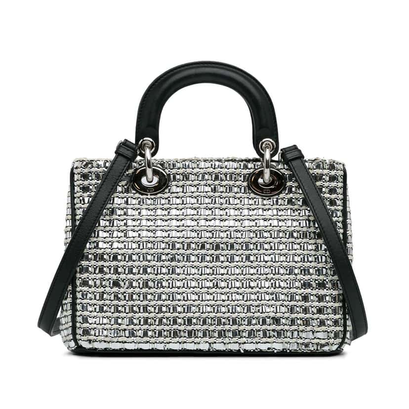 Dior Small Tweed Patch Diorissimo Tote Silver Tweed Good condition - Model View