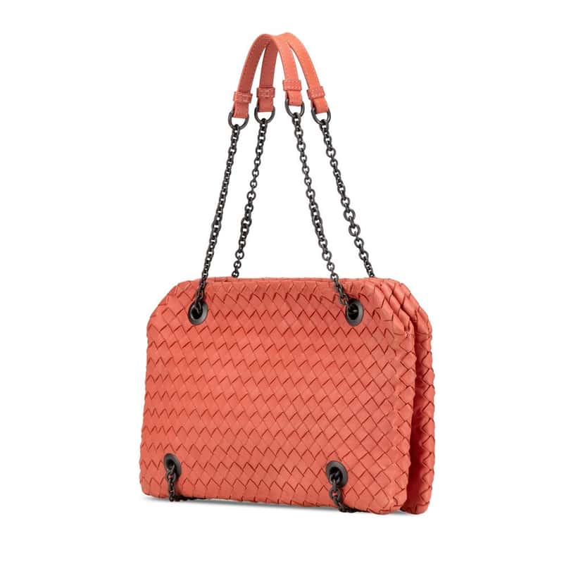 Bottega Veneta Nappa Intrecciato Duo Shoulder Bag Pink Leather Good condition - Back View