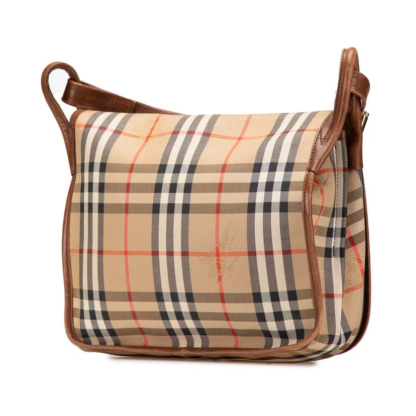 Burberry Haymarket Check Canvas Shoulder Bag Brown Canvas Good condition - Back View
