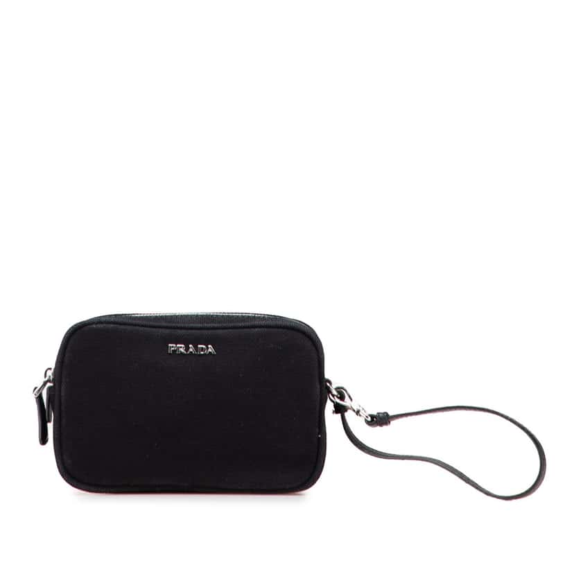 Prada Canvas Canapa Pouch Black Canvas Good condition - Front View