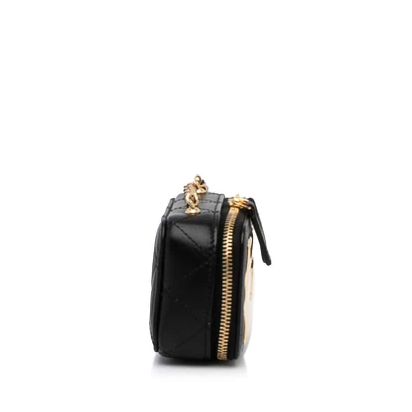 Chanel CC Quilted Golden Plate Vanity Crossbody Gold Leather Good condition - Inside View
