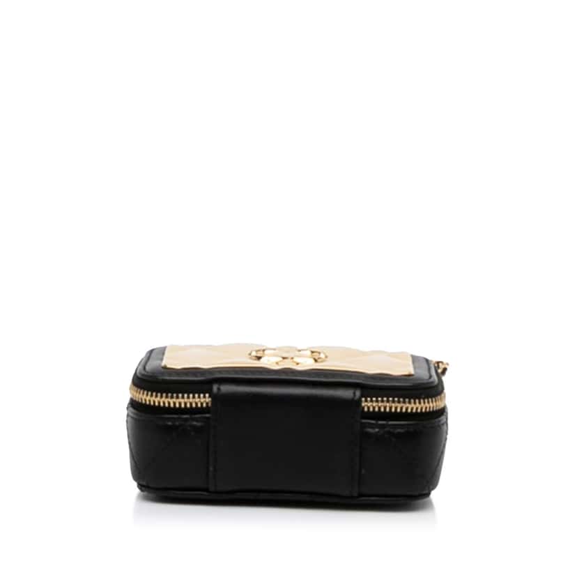Chanel CC Quilted Golden Plate Vanity Crossbody Gold Leather Good condition - Box View