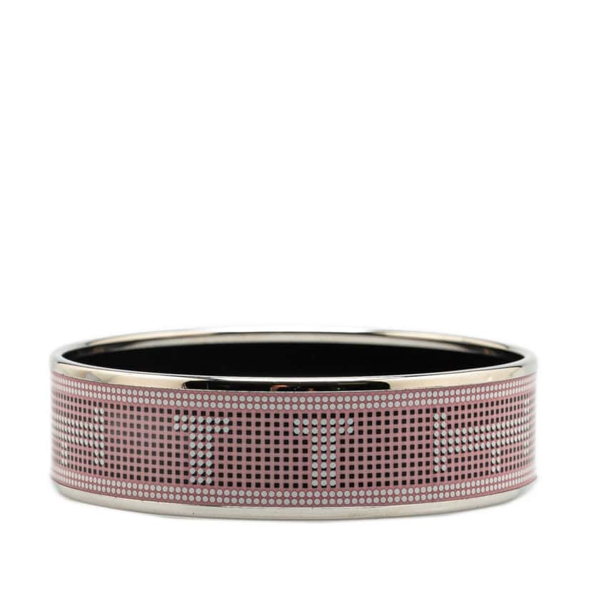 Hermès Wide H Dot Enamel Bangle 65 Pink Good condition - Front View