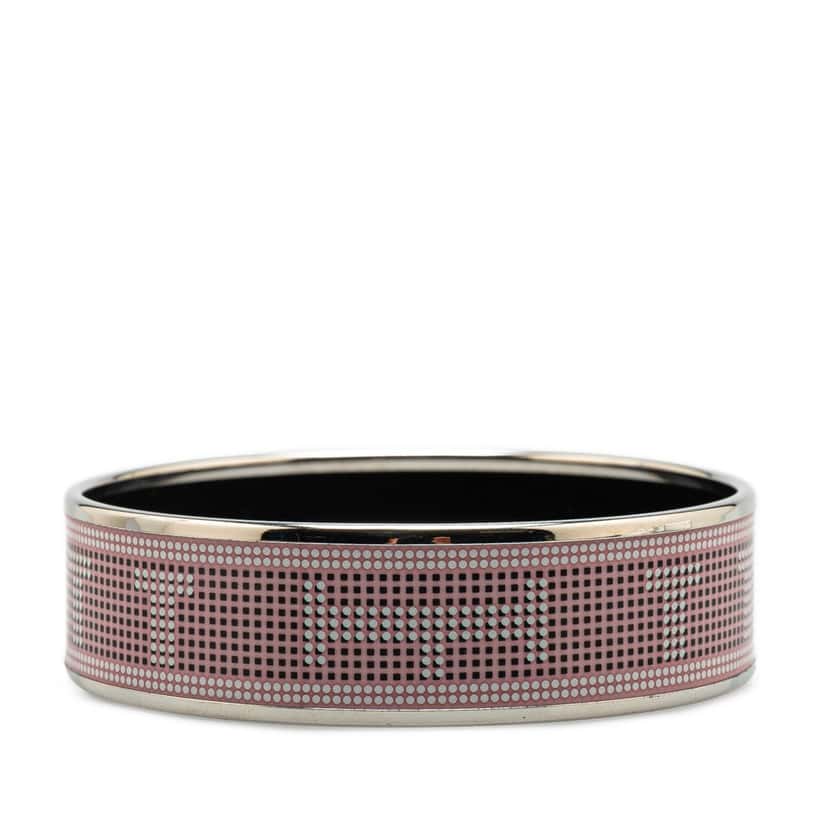 Hermès Wide H Dot Enamel Bangle 65 Pink Good condition - Back View