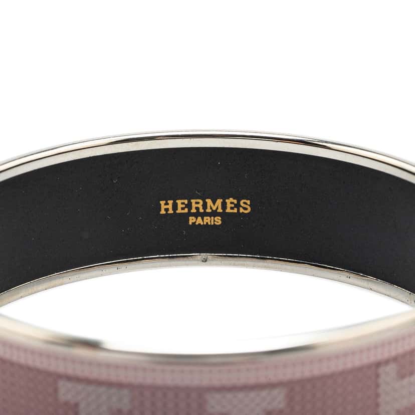 Hermès Wide H Dot Enamel Bangle 65 Pink Good condition - Model View