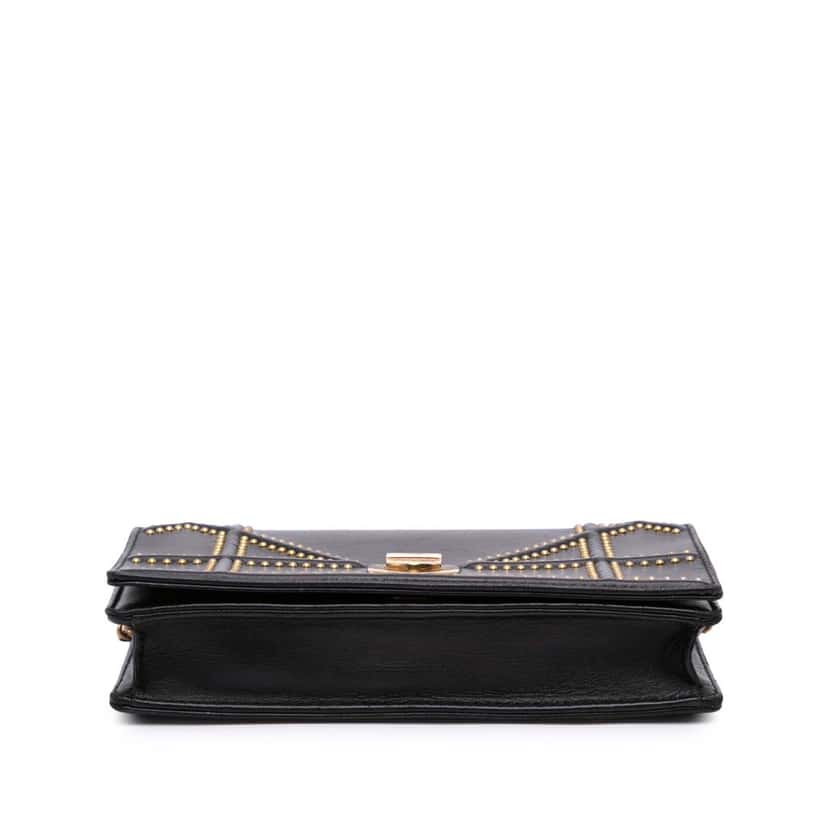 Dior Calfskin Studded Diorama Wallet on Chain Black Leather Good condition - Inside View