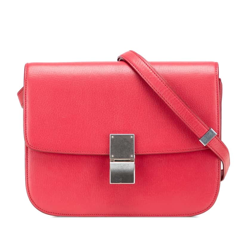 Celine Medium Calfskin Classic Box Red Leather Good condition - Front View