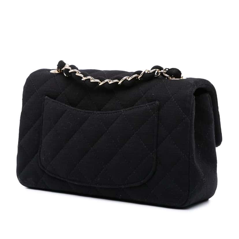 Chanel Mini Rectangular Classic Jersey Single Flap Black Cotton Good condition - Back View