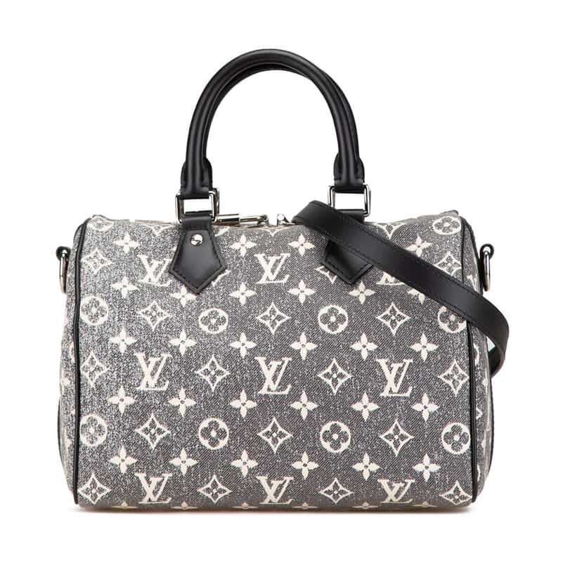 Louis Vuitton Monogram Jacquard Denim Speedy Bandouliere 25 Grey Denim Good condition - Front View