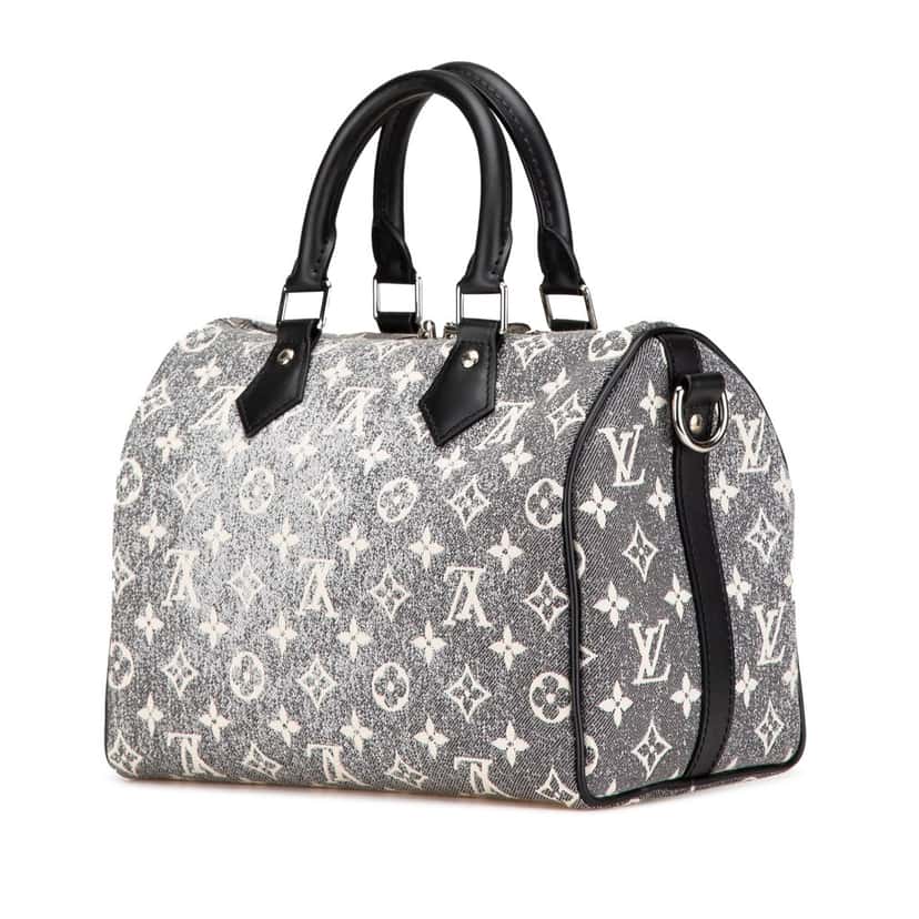Louis Vuitton Monogram Jacquard Denim Speedy Bandouliere 25 Grey Denim Good condition - Back View