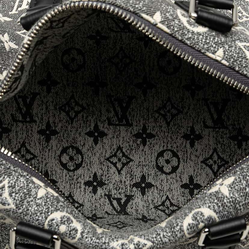 Louis Vuitton Monogram Jacquard Denim Speedy Bandouliere 25 Grey Denim Good condition - Model View