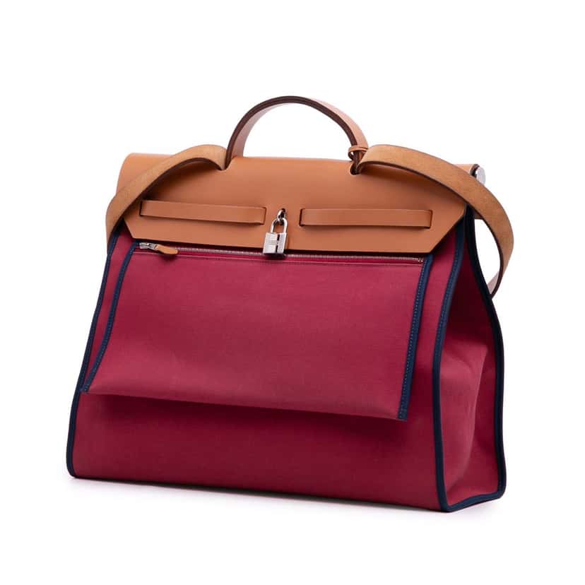 Hermès Toile Herbag Zip 39 Red Canvas Good condition - Back View