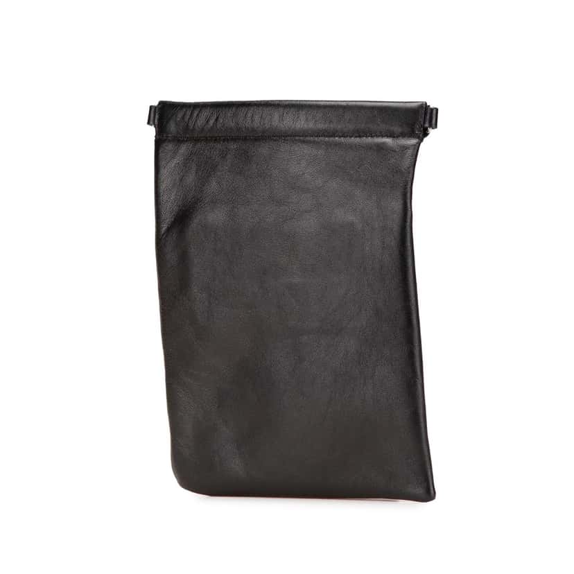 Saint Laurent Antiqued Lambskin Sid Flat Crossbody Black Leather Very good condition - Back View