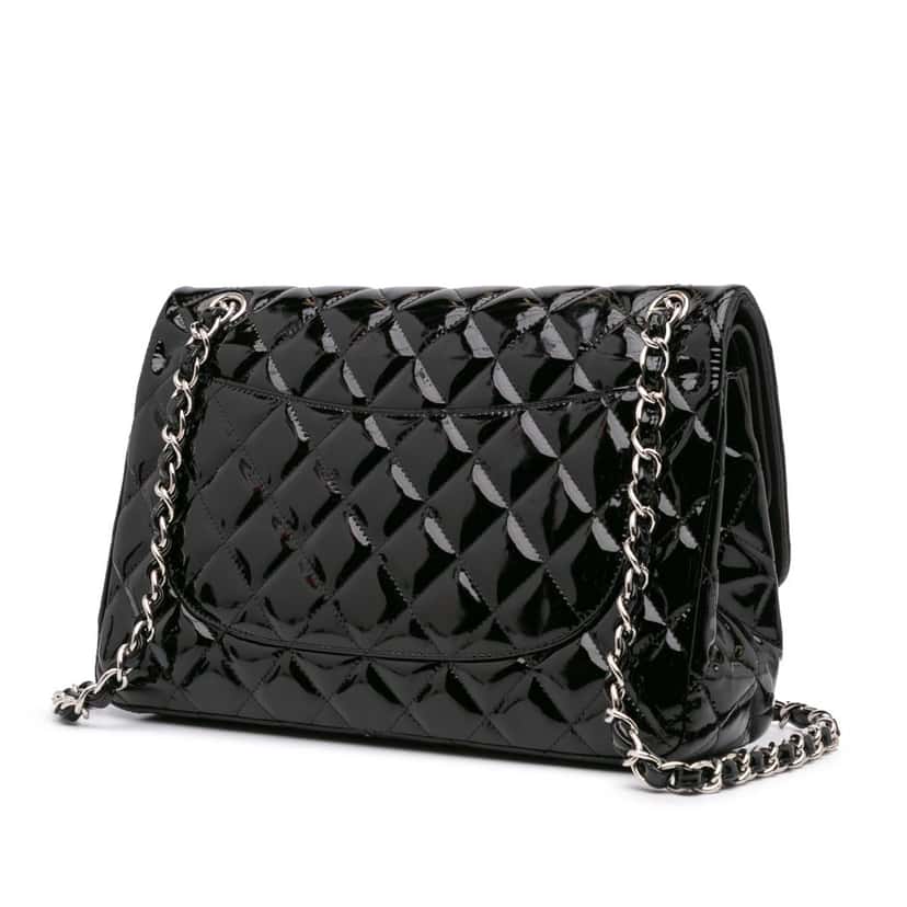 Chanel Jumbo Classic Patent Double Flap Black Leather Good condition - Back View