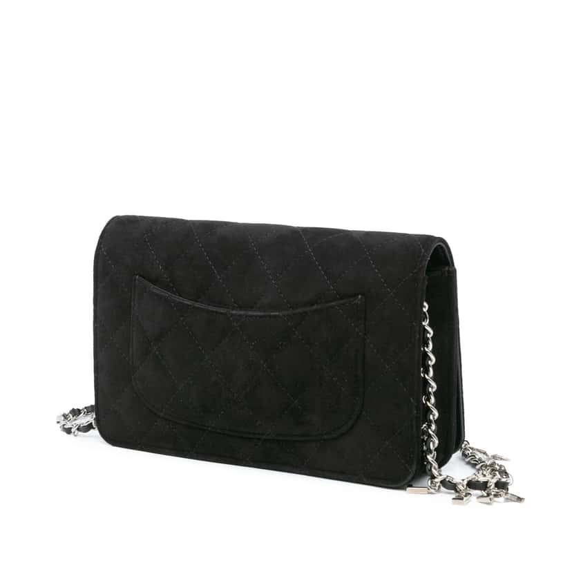 Chanel Quilted Suede Cocostellar Wallet on Chain Black Leather Good condition - Back View