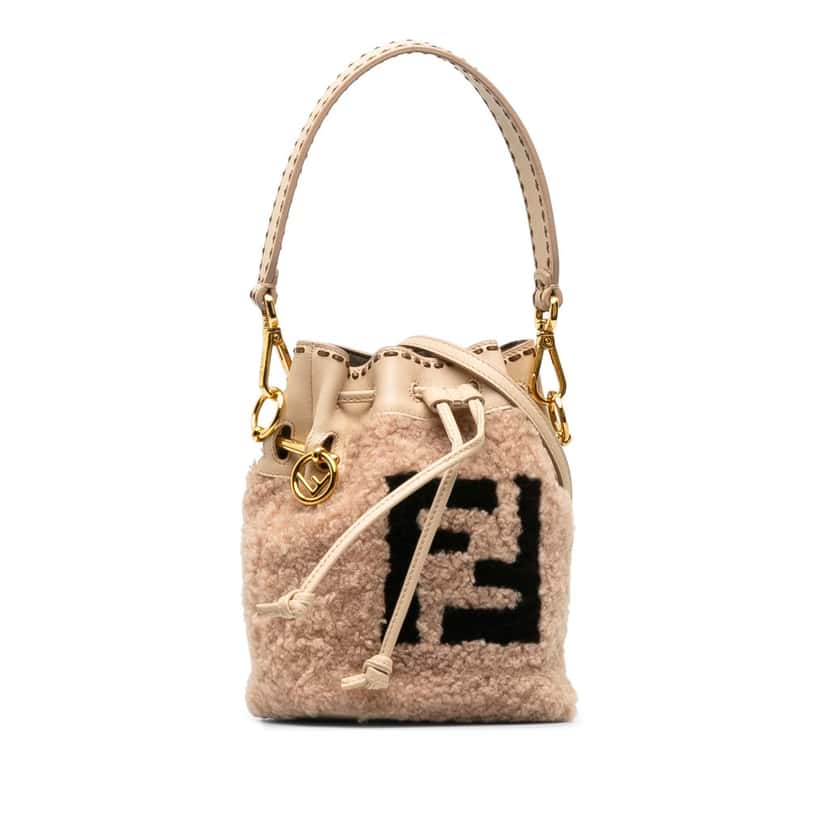Fendi Shearling Mini Mon Tresor Bucket Bag Pink Very good condition - Back View