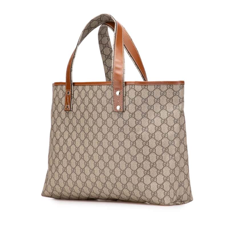 Gucci Medium GG Supreme Web Loop Tote Brown Canvas Good condition - Back View