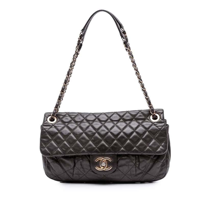 Chanel Quilted Calfskin Chic Quilt Flap Grey Leather Good condition - Front View