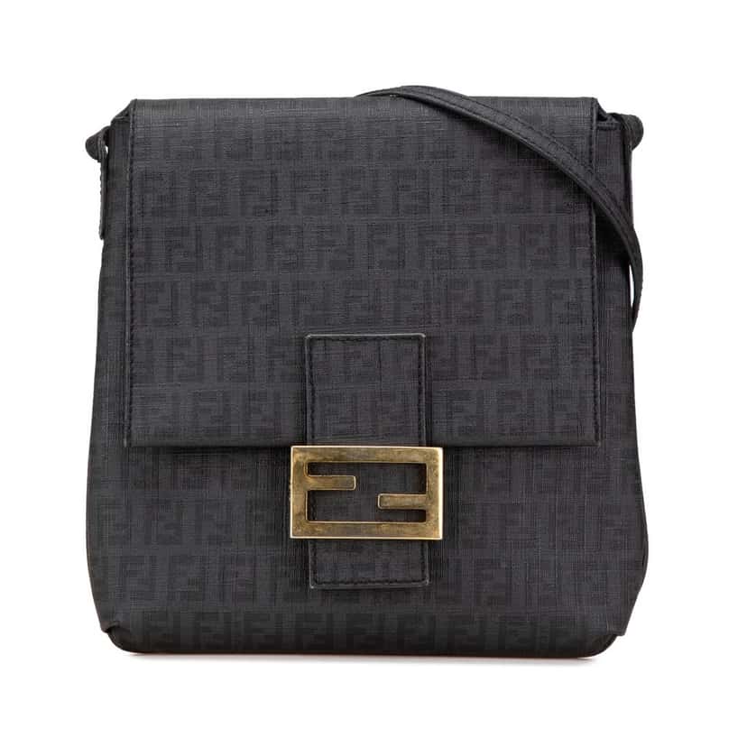 Fendi Zucchino Spalmati Crossbody Black Canvas Good condition - Front View