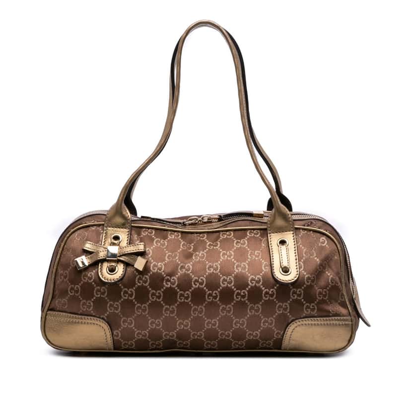 Gucci GG Satin Princy Shoulder Bag Brown Satin Good condition - Front View