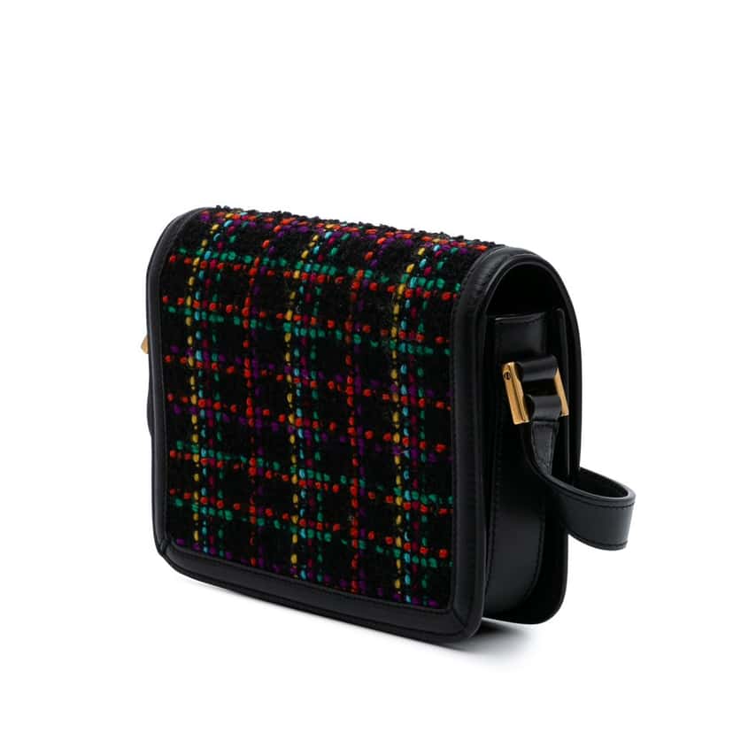 Saint Laurent Small Tweed Solferino Crossbody Black Tweed Good condition - Back View