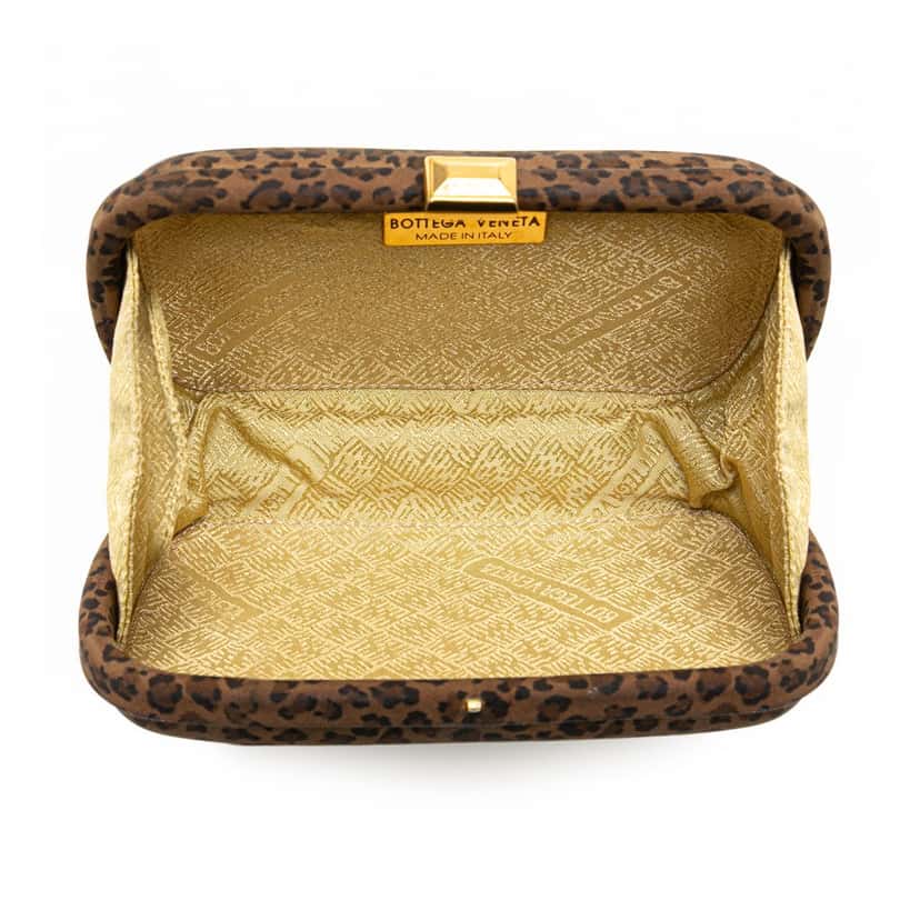 Bottega Veneta Nylon Leopard Print Box Clutch Brown Good condition - Model View
