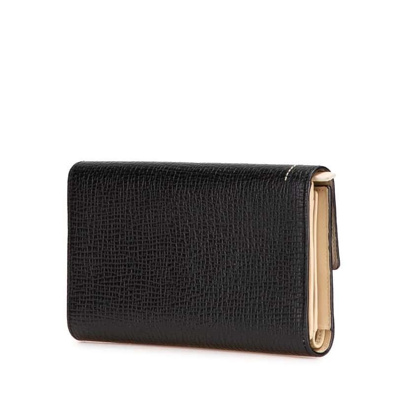 Loewe Anagram Grained Calfskin Long Wallet Black Leather Good condition - Back View