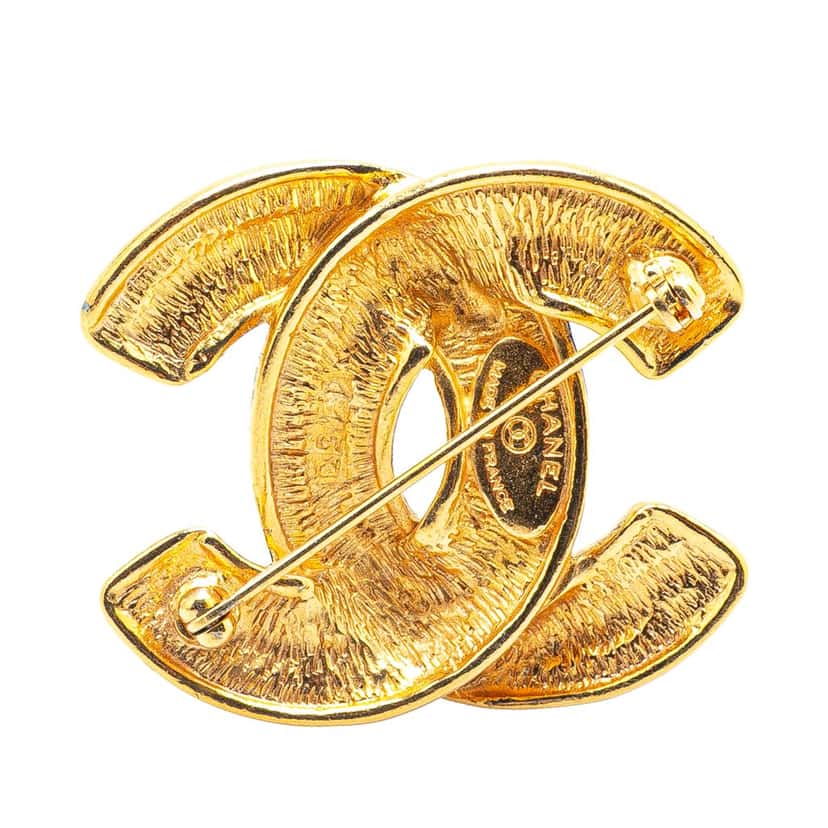 Chanel Gold Plated CC Quilted Brooch Gold Metal Good condition - Back View