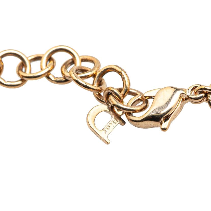 Dior Gold Plated Heart Padlock and Key Pendant Necklace Gold Metal Good condition - Model View