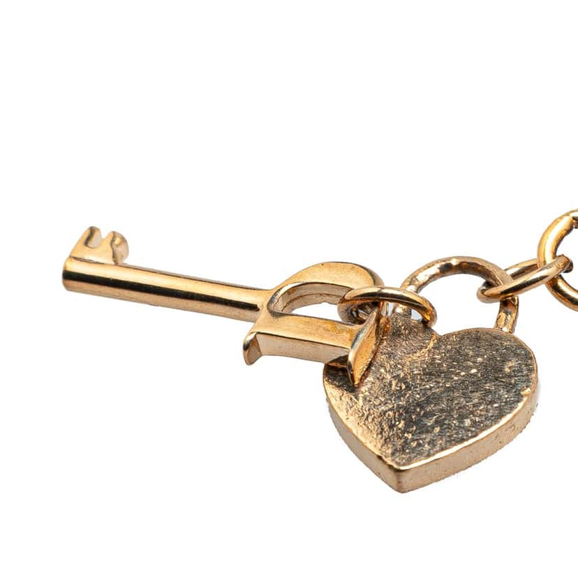 Dior Gold Plated Heart Padlock and Key Pendant Necklace Gold Metal Good condition - Box View