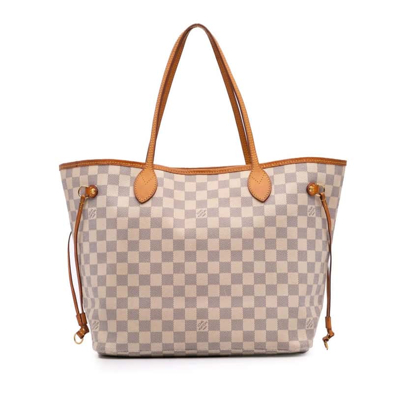 Louis Vuitton Damier Azur Neverfull MM White Canvas Good condition - Front View