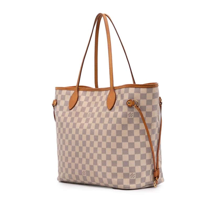 Louis Vuitton Damier Azur Neverfull MM White Canvas Good condition - Back View