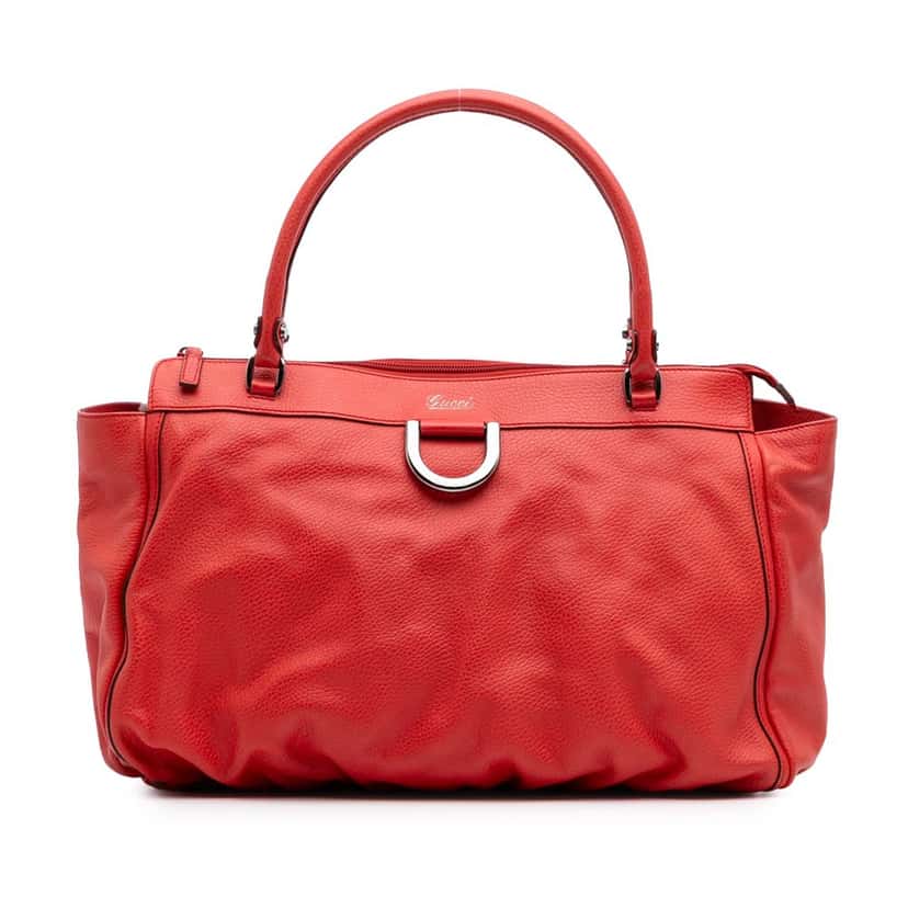 Gucci Calfskin Abbey D Ring Tote Red Leather Good condition - Front View