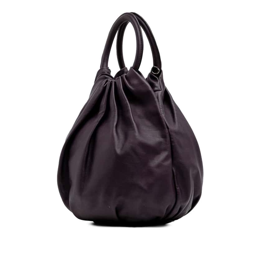 Loewe Small Gathered Lambskin Bounce Bag Purple Leather Good condition - Back View