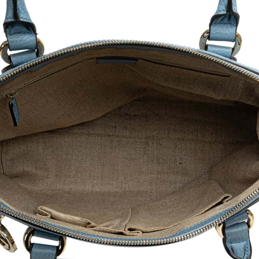 Gucci Leather Interlocking G Charmy Satchel Blue Leather Good condition - Model View