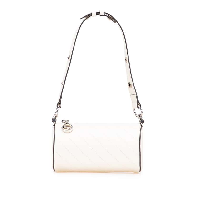 Gucci Mini Leather Blondie Barrel Shoulder Bag White Leather Good condition - Front View