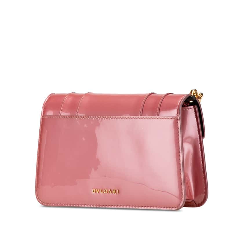 Bvlgari Patent Serpenti Forever Wallet on Chain Pink Leather Good condition - Back View