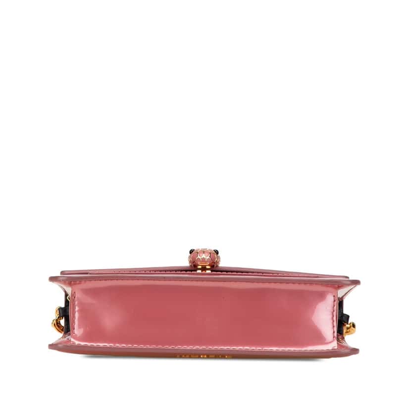 Bvlgari Patent Serpenti Forever Wallet on Chain Pink Leather Good condition - Inside View