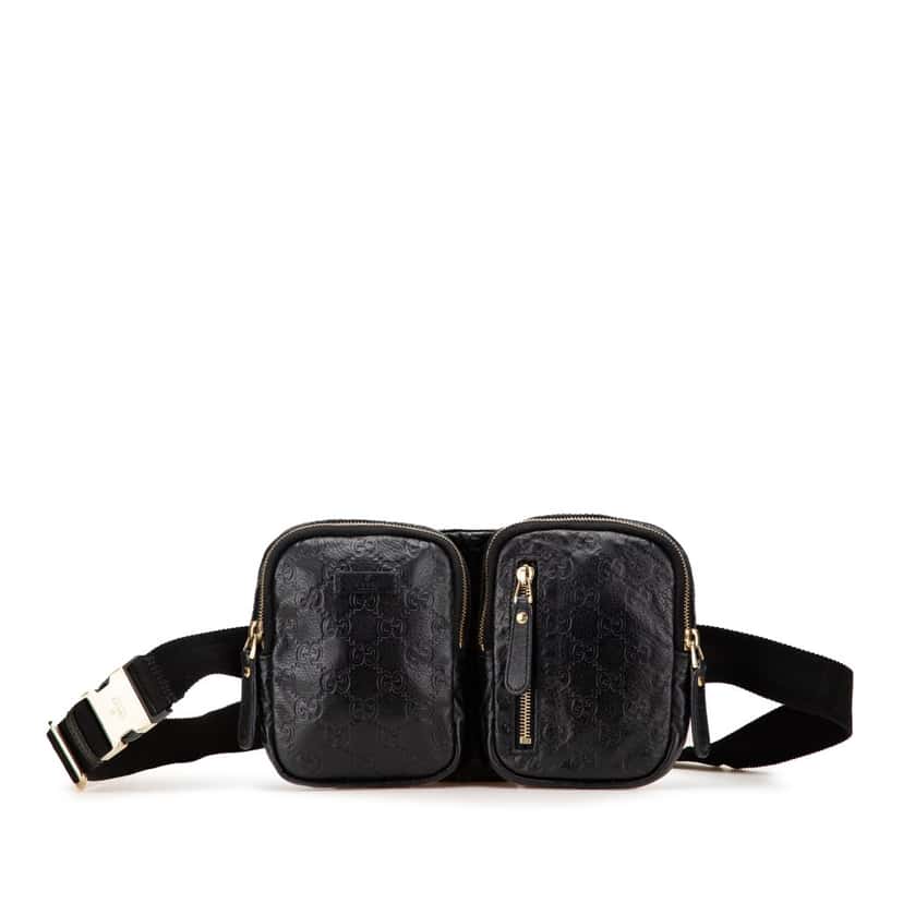 Gucci Guccissima Belt Bag Black Leather Good condition - Front View