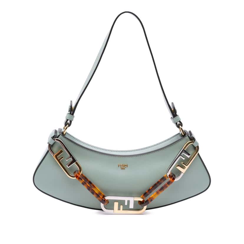 Fendi Leather O'lock Swing Satchel Green Leather Good condition - Front View