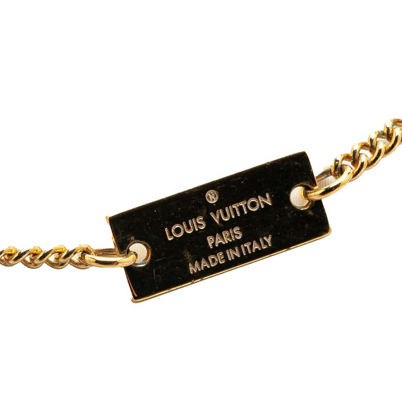 Louis Vuitton Gold Plated Monogram Charms Necklace Gold Metal Good condition - Back View