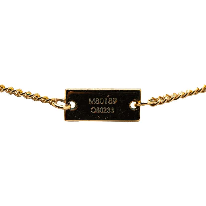 Louis Vuitton Gold Plated Monogram Charms Necklace Gold Metal Good condition - Model View